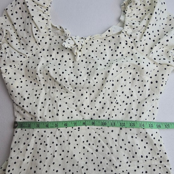 LOFT Women's Polka Dot Square Neck Puff Sleeve Tie Back Mini Dress Size 8 - Picture 8 of 9
